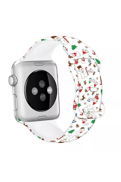 REDz Accessories Curea de zăpadă, Sport, pentru Apple Watch, Colecția de Crăciun, silicon, albă - 44/45/46/49 mm