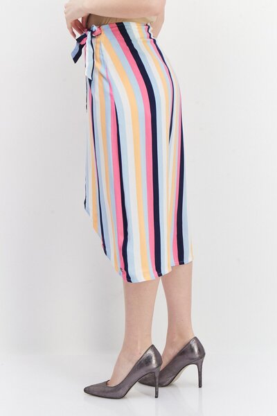 Roxy Women Stripe Wrap Skirt, Orange Combo