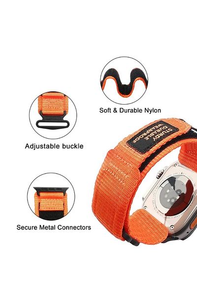 REDz Accessories Sturdy Strap, Hedgehog, Apple Watch, Adjustable, Sport, Orange - 44/45/46/49 Mm