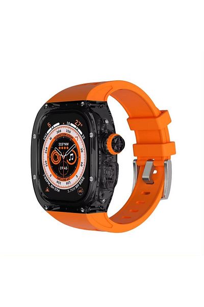 REDz Accessories Hybrid Strap With Shockproof Case, Apple Watch Ultra 49mm, Adjustable, Silicone, Orange And Black