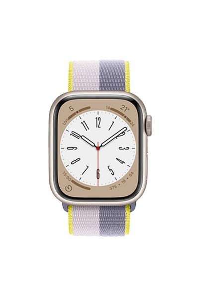 REDz Accessories Curea din nailon, bicoloră, compatibilă cu Apple Watch, Hedgehog, gri-galben - 38/40/41 mm