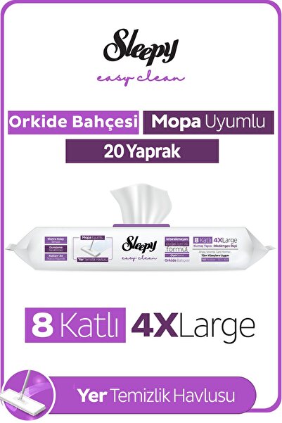 Sleepy Easy Clean Orkide Bahçesi Mopa Uyumlu Yer Temizlik Havlusu&Mendili 20 ...