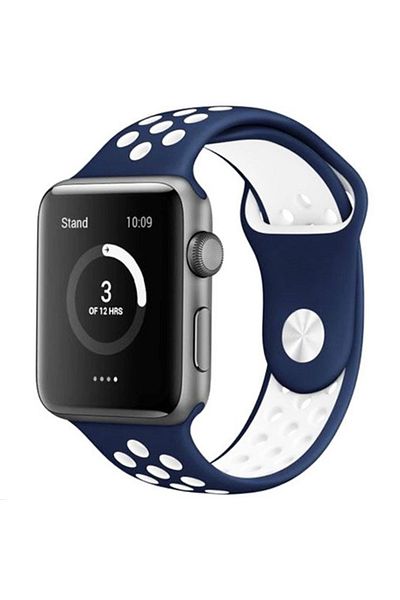 REDz Accessories Perforated Sport Band For Apple Watch, Silicone, Navy-white - 38/40/41 Mm, Large