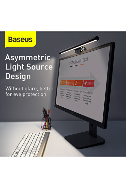 Baseus شريط إضاءة شاشة الكمبيوتر، مصباح حماية العين مزود بمنفذ USB، للقراءة الإلكترونية - أسود