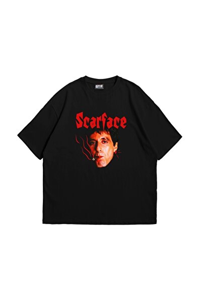 Tarzsokak Scarface imprimat oversize unisex negru