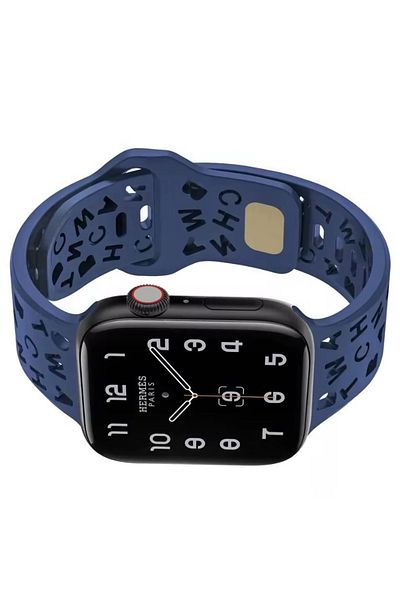 REDz Accessories Curea alfabet, decupaj literă, pentru Apple Watch, reglabilă, silicon, bleumarin - 38/40/41 mm
