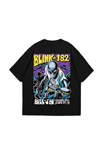 Tarzsokak Blink 182 Printed Oversize Unisex Μαύρο