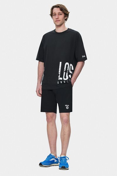 UCLA Igniso Black Crew Neck Printed Oversize Men's Tshirt