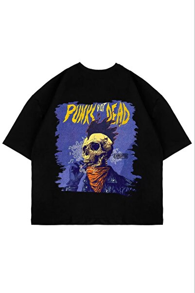 Tarzsokak Punks Not Dead Spate Imprimat Oversize Unisex Negru