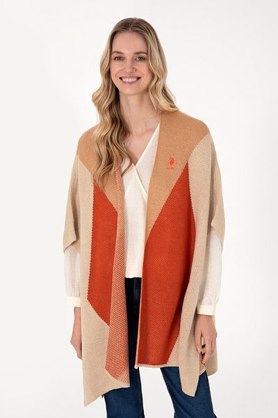 U.S. Polo Assn. Women's Sand Melange Knitwear Poncho 50293029-Vr123