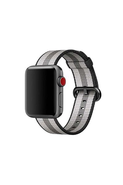 REDz Accessories Strap Compatible with Apple Watch, Woven Nylon, Textile, Black-Grey - 44/45/46/49 mm