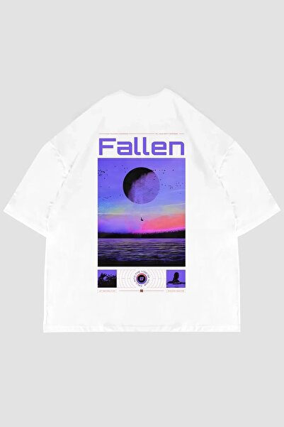 Tarzsokak Fallen Back Printed Oversize Unisex Alb