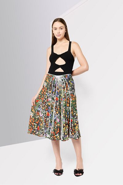 Stella McCartney Women Floral Pattern Midi Annie Skirt, Multicolor