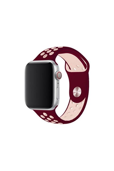 REDz Accessories Perforated Sport Band For Apple Watch, Silicone, Burgundy-pink - 44/45/46/49 Mm, Large