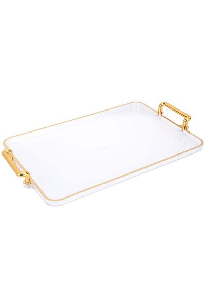 PUFO Tavă decorativă elegantă pentru servirea aperitivelor, prăjiturilor, fructelor, cu mânere rotunde, 32 cm