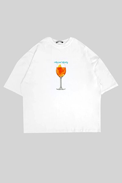 Tarzsokak Aperol Sptritz Imprimat Alb Oversize Unisex