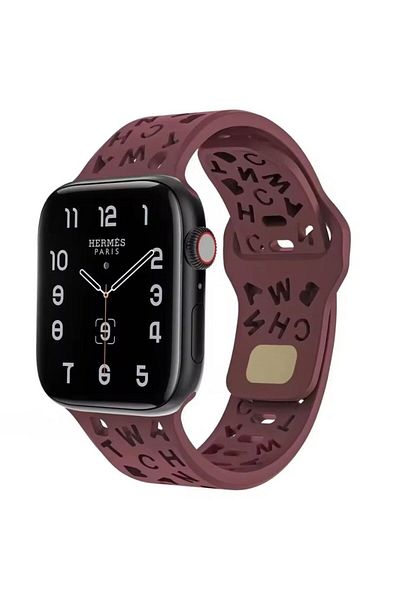 REDz Accessories Alphabet Strap, Letter Cutout, For Apple Watch, Adjustable, Silicone, Brown - 44/45/46/49 Mm