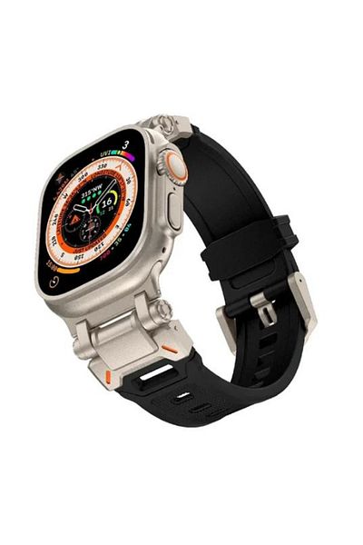 REDz Accessories Titan Strap, Sport, For Apple Watch, Adjustable, Silicone And Metal, Black - 44/45/46/49 Mm