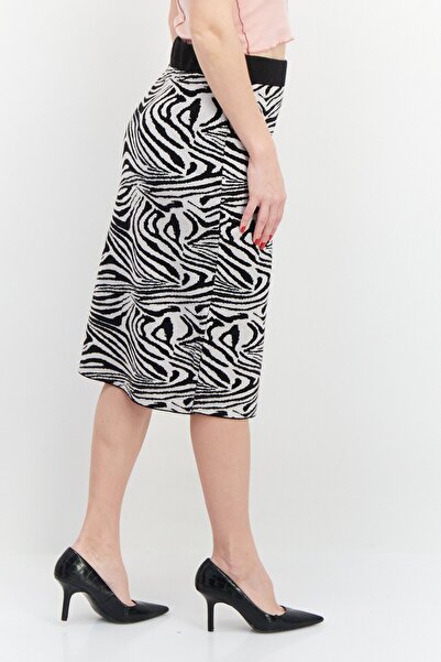 Carmen Marc Valvo Women Animal Print Midi Skirt, Black