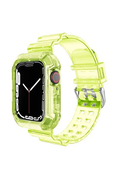 REDz Accessories 2 in 1 Strap with Case, Apple Watch, Shockproof, Silicone, Yellow - Watch 38/40/41mm