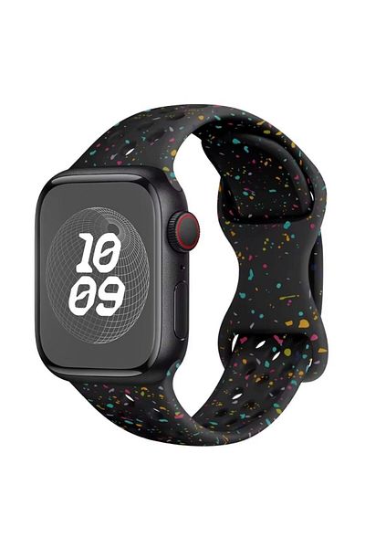 REDz Accessories Perforated Strap With Colorful Drops, Sport, For Apple Watch, Silicone, Black - 44/45/46/49 Mm