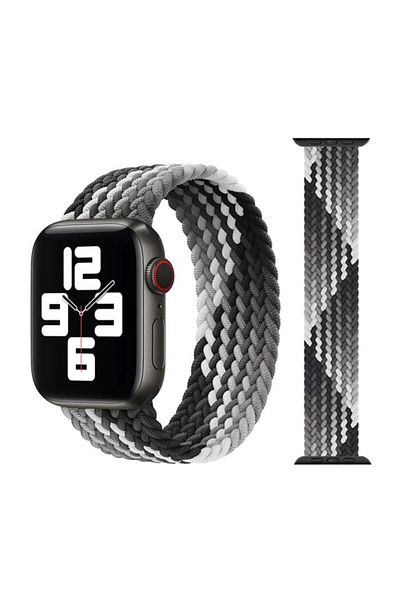 REDz Accessories Solo Loop Strap, Compatible With Apple Watch, Elastic, Black/white - 44/45/46/49 Mm, Medium