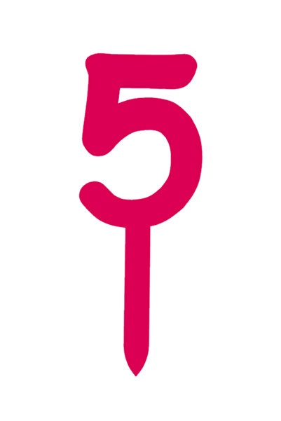 OEM Topper tort, "5", happy anniversary,150 X 58 mm roz zmeuriu