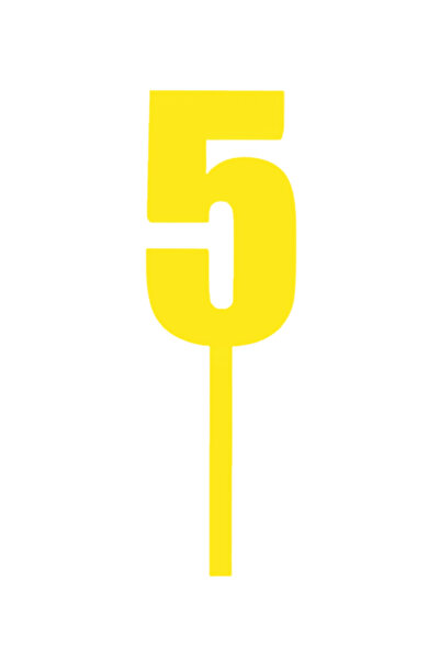 OEM Topper tort, "5", happy birthday,100 X 31 mm galben