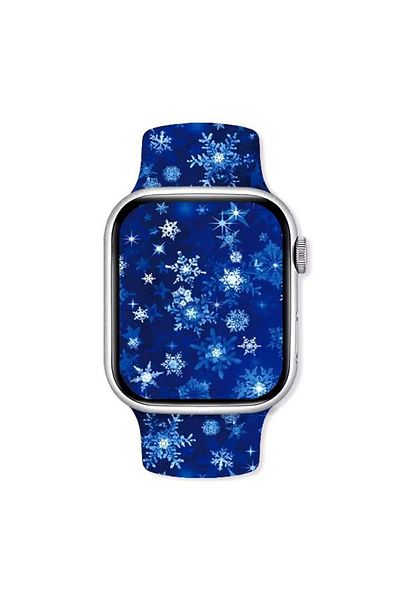 REDz Accessories Curea Fulg de Nea, Sport, Pentru Apple Watch, Design de Crăciun, Silicon, Albastră - 44/45/46/49 mm