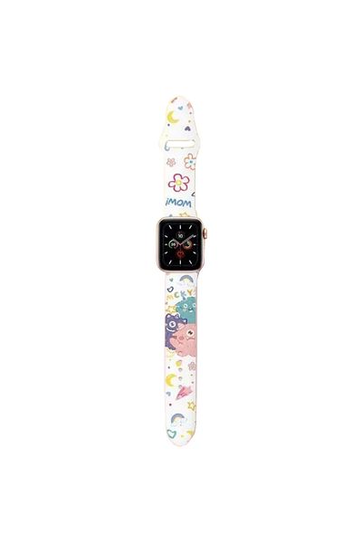 REDz Accessories Curea Monștri, pentru Apple Watch, imprimeu de desene animate, reglabilă, silicon, albă - 38/40/41 mm, medie