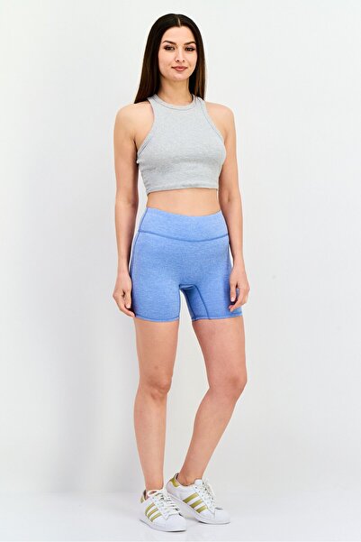Feat Women Heather Pull On Bike Shorts, Lotus blue