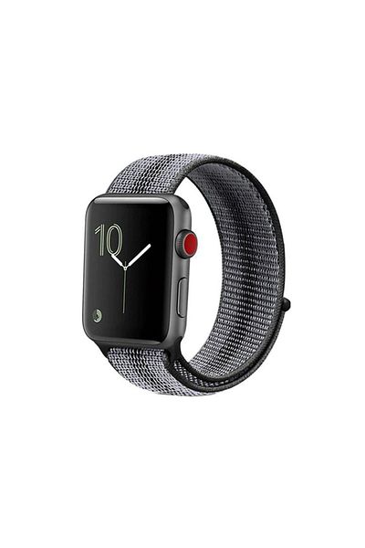 REDz Accessories Curea sport, compatibilă cu Apple Watch, textilă, dungi, negru-gri - 38/40/41 mm