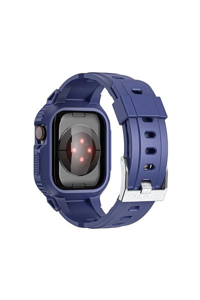 REDz Accessories Curea Apple Watch 2 în 1 Rugged Armor cu carcasă rezistentă la șocuri, silicon, bleumarin - Watch 42/44/45 mm