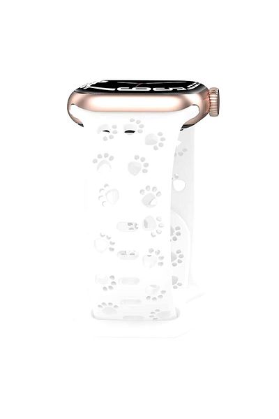 REDz Accessories Curea sport Puppy Paws, pentru Apple Watch, design Puppy Paws, silicon, albă - 38/40/41 mm