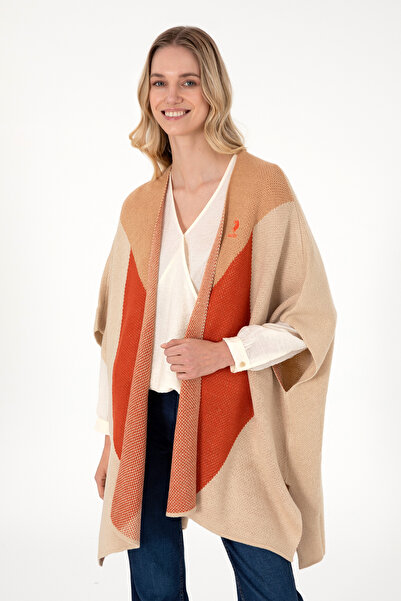 U.S. Polo Assn. Women's Sand Melange Knitwear Poncho 50293029-Vr123