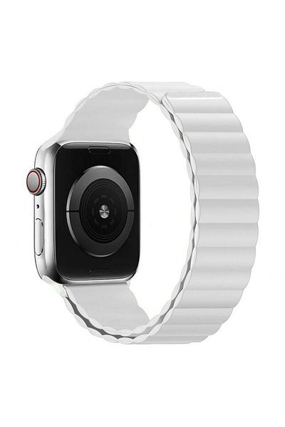 REDz Accessories Curea magnetică din silicon pentru Apple Watch, buclă din silicon, albă - 38/40/41 mm