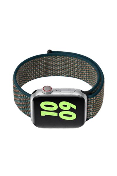 REDz Accessories Sport Strap, Compatible with Apple Watch, Nylon, Hedgehog, Dark Green/Orange - 38/40/41 mm