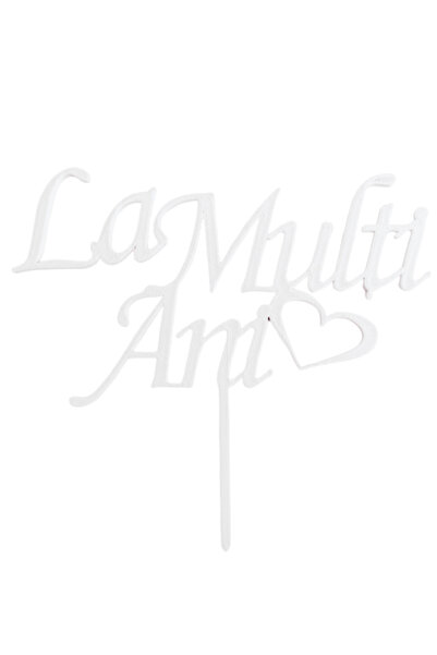 OEM Topper tort, "LA MULTI ANI", zi de nastere, 14 x 15, 5 cm alb ivory