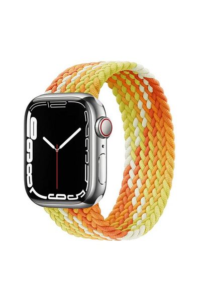 REDz Accessories Solo Loop Strap, Compatible with Apple Watch, Elastic, Orange/Yellow - 38/40/41 mm, Large