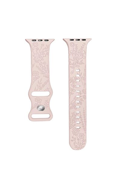 REDz Accessories Floral Print Strap, Silicone, Compatible With Apple Watch, Adjustable, Engraved, Pink - 38/40/41 Mm