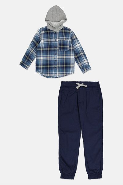 Tony Hawk Kids Boy 2 Pieces Plaid Jacket Shirt And Jogger Pants Set, Multicolor