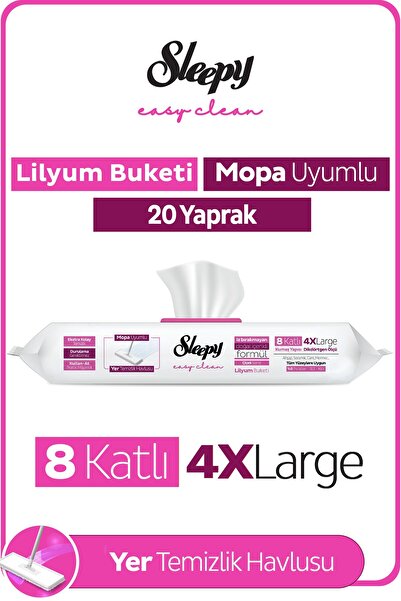 Sleepy Easy Clean Lilyum Buketi Mopa Uyumlu Yer Temizlik Havlusu&Mendili 20 Y...