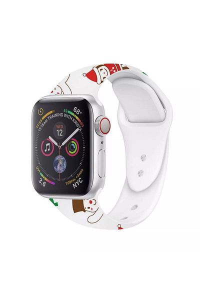 REDz Accessories Curea Turtă Dulce, Sport, Pentru Apple Watch, Colecția Crăciun, Silicon, Alb - 44/45/46/49 Mm