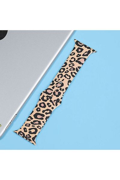 REDz Accessories Silicone Strap, Print, Animal Print, For Apple Watch, Yellow/black - 44/45/46/49 Mm