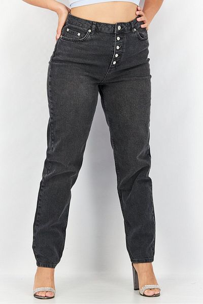NA-KD Women Straight Fit Washed Stretchable Denim Jeans, Grey