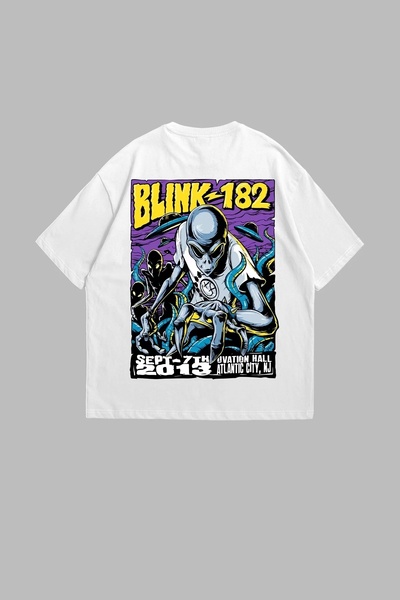 Tarzsokak Blink 182 Imprimat Oversize Unisex Alb