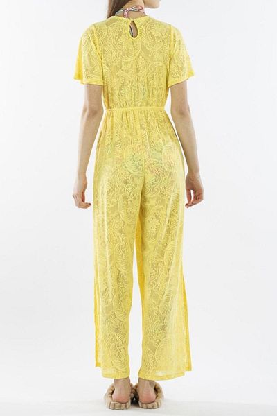 Nicoletta Γυναικείο Pareo Jumpsuit Beach Φόρεμα Νέον Δαντέλα Κίτρινο