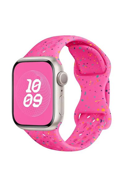 REDz Accessories Perforated Strap With Colorful Drops, Sport, For Apple Watch, Silicone, Hot Pink - 44/45/46/49 Mm
