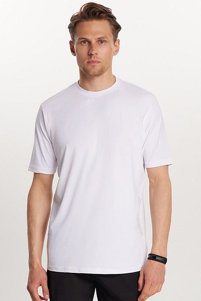 Tudors Men's Standard Fit Cotton Plain Basic Printed Crew Neck White T-Shirt