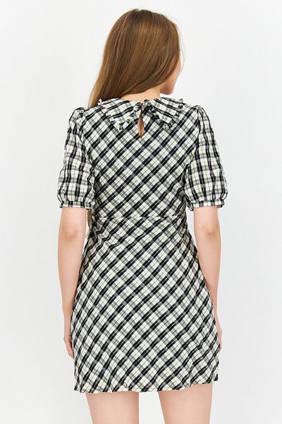 Forever New Women Petite Checked Mini Dress, Black